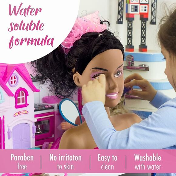 African American Black Makeup and Hair Styling Doll Head Toy Playset - Picture 3 of 6